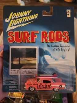 Johnny Lightning Surf Rods Palos Verde Vixens Pink Diecast Car with Surfboard