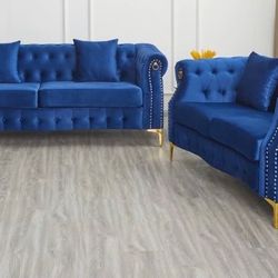 Velvet 2- Piece Love Seat & Sofa Living Room Set