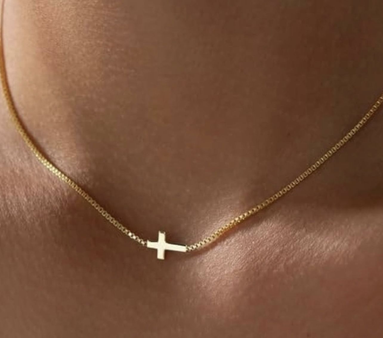 Cross Necklace for Women 14K Gold Silver Plated Dainty Small Cross Pendant Choker Simple Trendy Cute Cross Charm Chain Necklace Easter Basket Stuffers