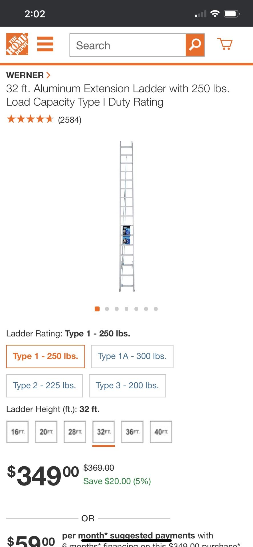 Werner 32’ aluminum extension ladder