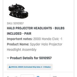 Headlights 99-2000 Honda Civic 