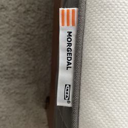 Queen bed frame with new mattress plus 1 side table