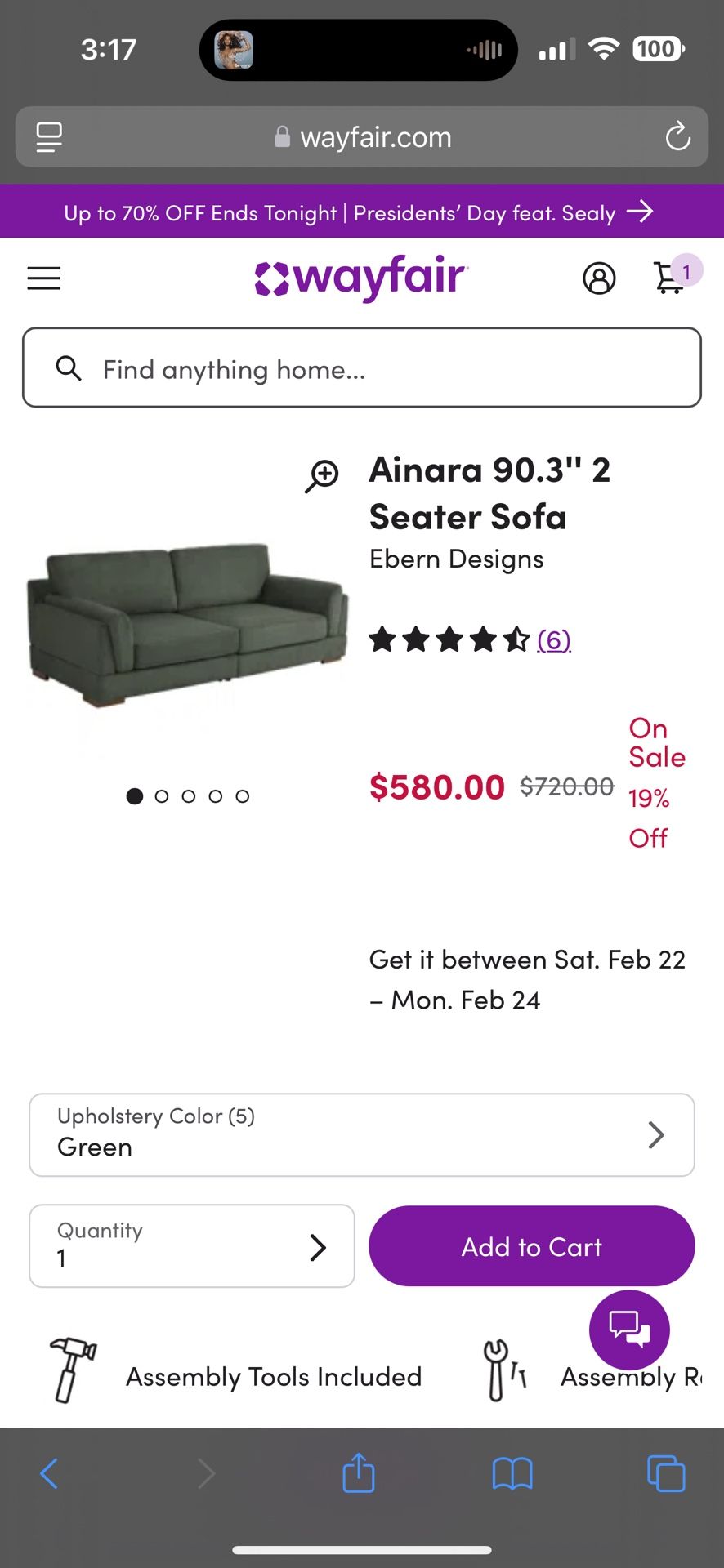 Green Wayfair Couch