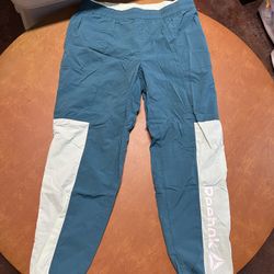 Reebok Pants Adult Mens Size L Blue Running Track Joggers Sweatpants #53