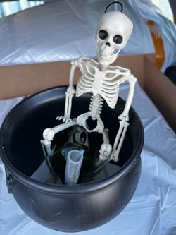 Halloween Skeleton in Cauldron Decoration