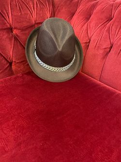 Brown Fedora Hat with Chevron Band