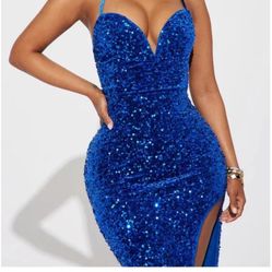 Allison Velvet Sequin Gown - Royal