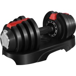Yaheetech Adjustable Dumbbell Set 28LBS Dumbbells Fast Adjust Dumbbell Weight Set with Anti-Slip Handle and Tray for Men/Women Home Gym Strength Train