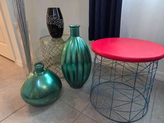 Round Wire Base Side Table with Wood Top
