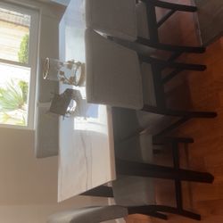 Real Marble Dining Table With Chairs 