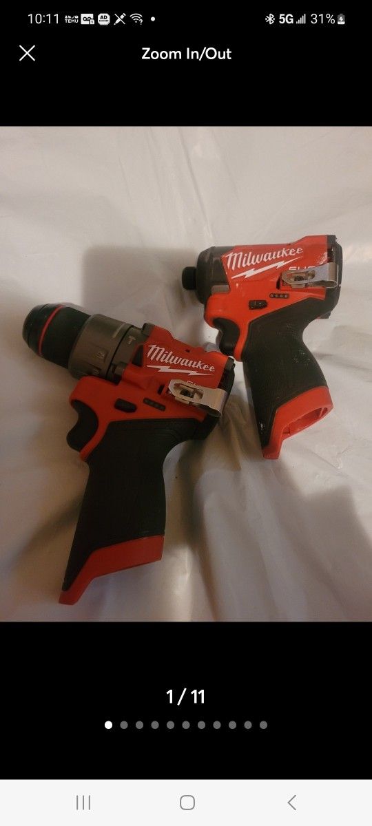 Milwaukee M12 FUEL 1/2" Hammer Drill 3404-20 + Impact Driver 3453-20