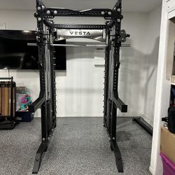 PRO SERIES Ultimate 3-1 Half Rack Functional Trainer w/Smith Machine Bar | 400lb Stack | Gym Equipment | Fitness | Commercial | Squat Rack 