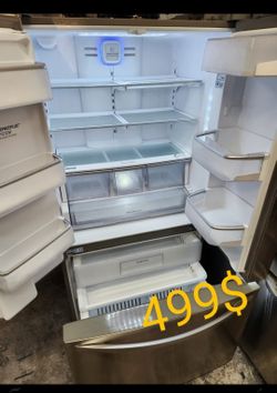 36" LG COUNTER DEPTH 3 DOORS STAINLESS STEEL ICE MAKER AND WATER EXCELLENT CONDITIONS DISPENSER NEVERA FRIO COOLING