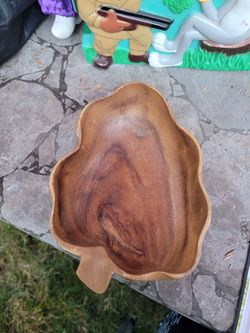 Wooden Leaf-Shaped Carved Bowl