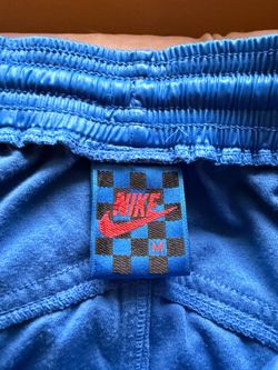 Vintage 80s Nike Blue Nylon Track Pants - Checkerboard Tag (Size M)