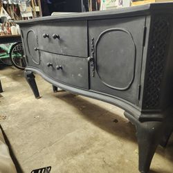 Black Chalk Painted Sideboard with gorgeous curves.  Beautiful ornate designs and curved legs