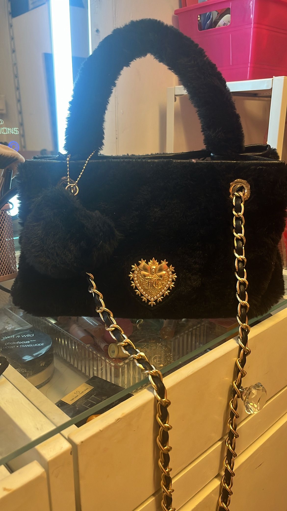 Juicy Couture Y2K Black Fur Glam Tote