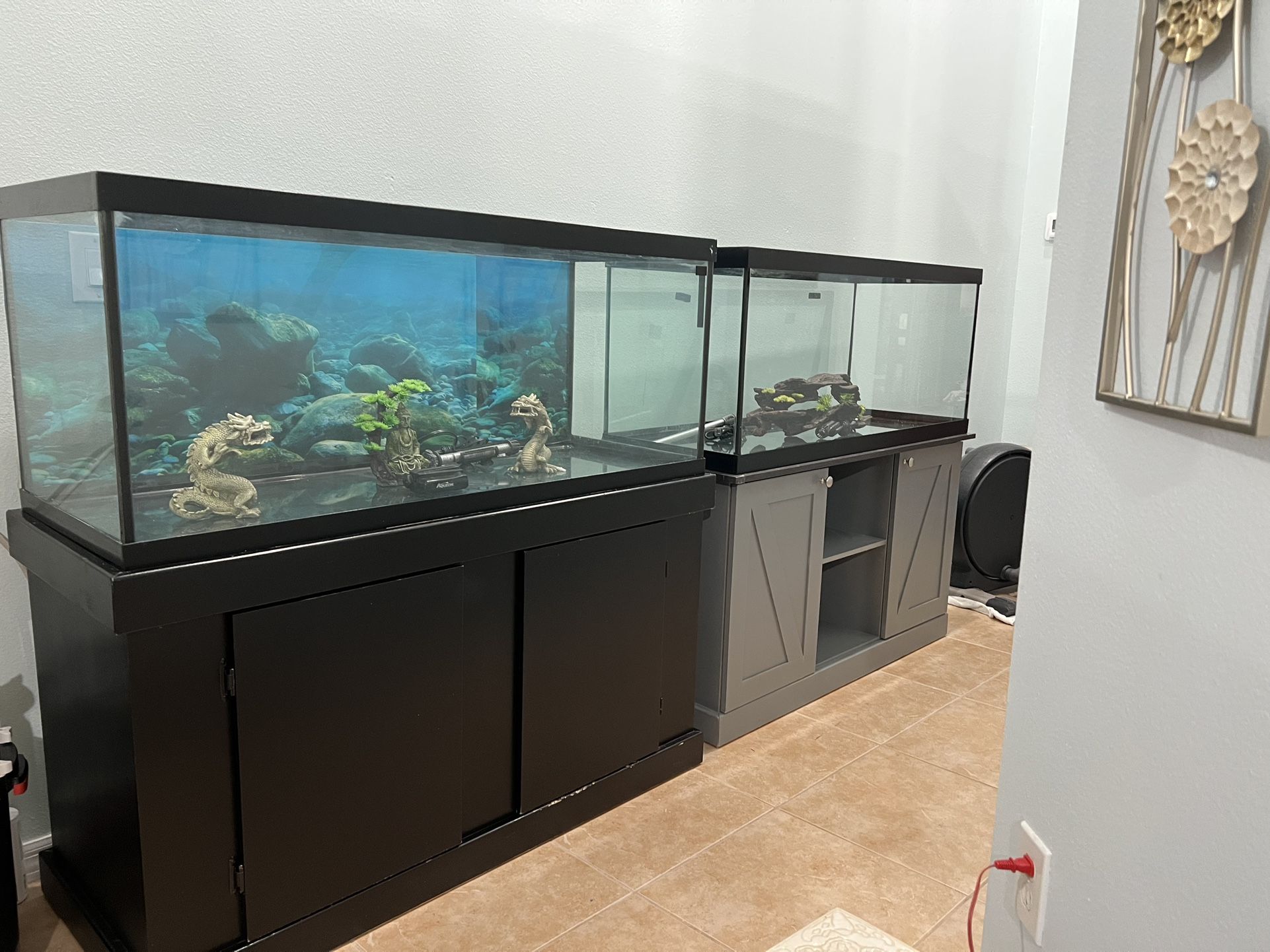 75 Gallons Fish Tanks,tank,stand,and decor Including