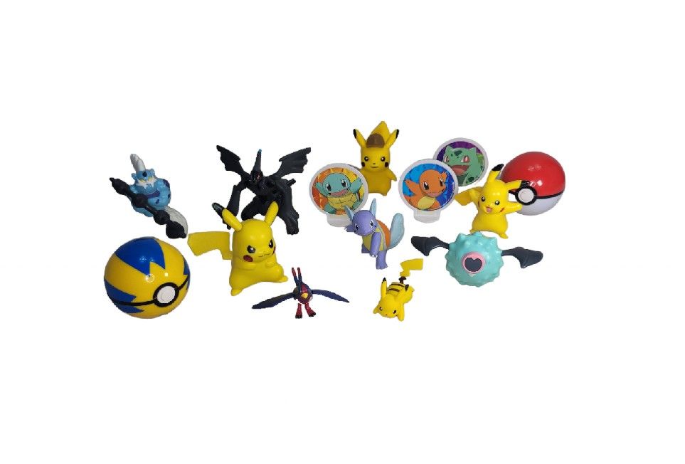 Pokemon Figures Lot of 14 Pc Pikachu- Pokemon Balls-Thundurus- Zekrom & More 