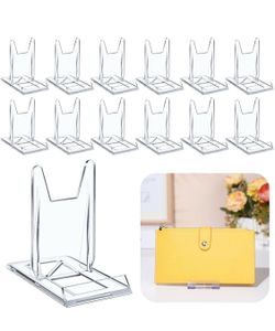 24 Packs Adjustable Purse Display Stand Clear Acrylic Handbag Stand Holder for Wallet Purses Handbag Bag Jewelry Display Organizer for Party Weddings 