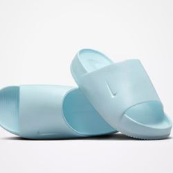 NEW WOMEN'S SIZE 7 NIKE CALM SLIDES SE GLACIER BLUE FV5940 400 SANDALS