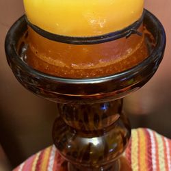 Candle With A Leopard Print Glass Candle Holder 9 Inches Tall And 12 Inches with Pumpkin Scented Candle 