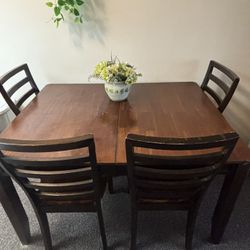 Wood Dining Table + 4 Chairs ($120 or best offer)
