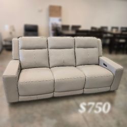 Pair Simon Leather Power Reclining Sofa 🛋️ | USB ⚡ | Power Headrest | $1,200 | FREE Delivery 🚚