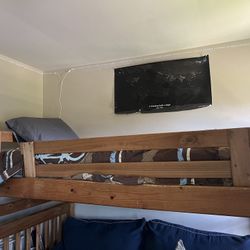 Twin Bunk Beds All Wood- Easily Paint Or Leave As Natural 