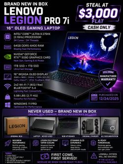 🔥 BRAND NEW 2025 Lenovo Legion Pro 7i OLED – 64GB RAM & 2TB HARDRIVE – $3,000 CASH 🔥