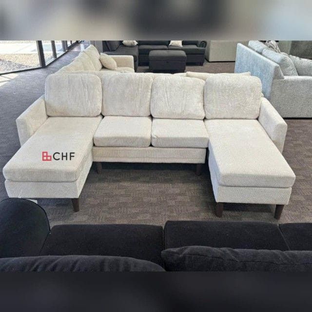Corduroy U Shaped Double Chaise Sectional Sofa - Limited Time Offer