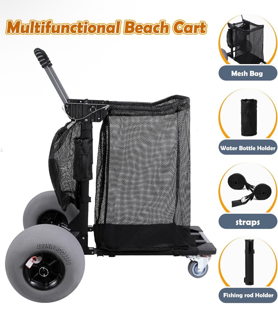Ultimate Beach Cart Setup – Blue, Easy to Pull, Full Kit Included