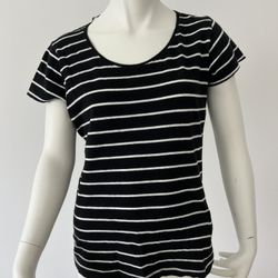 Cotton On Black & White Striped Tee Sz Small