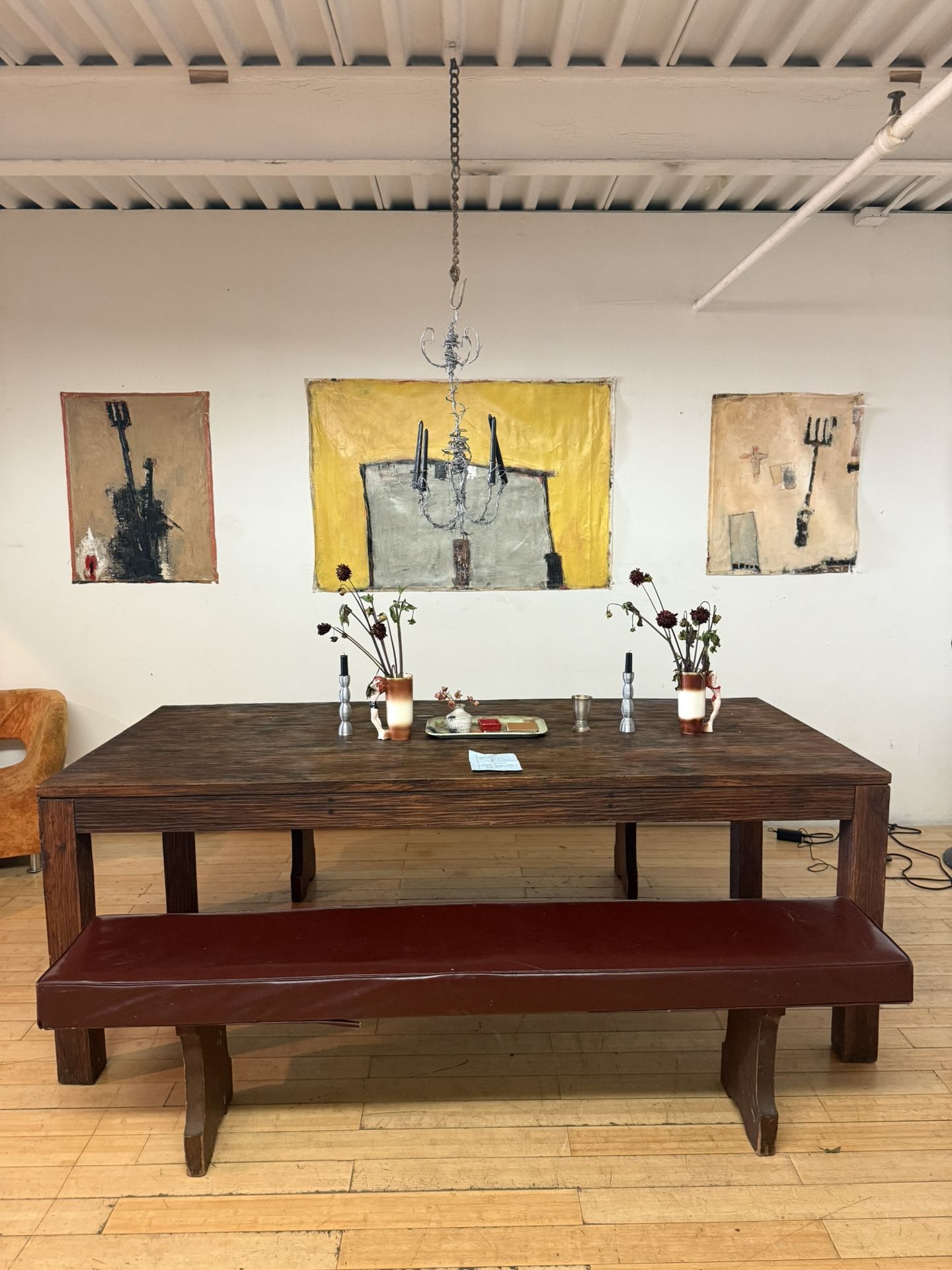 LARGE WOODEN DINING TABLE 