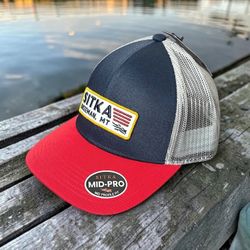 Sitka Patriot Men’s Mid Pro Red White Blue Trucker Hat Sz OS