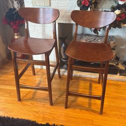 2 Wood Stools Chairs 