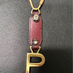 VTG Etienne Aigner Leather Brass Keychain Letter P