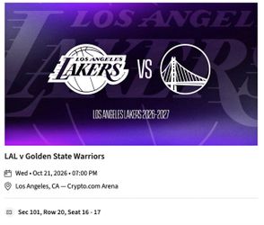 Los Angeles Lakers vs Golden State Warriors