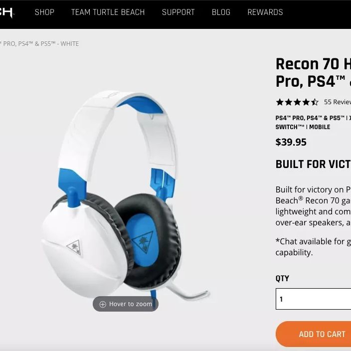 Turtle Beach Recon 70 White Gaming Headset (Wired)
