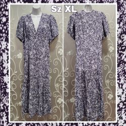 WOMENS PRETTY PURPLE FLORAL DRESS SIZE XL
