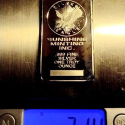 SUNSHINE MINTING INC .999 FINE SILVER ONE TROY OUNCE