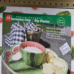 New In Box Watermelon Chip And Dip Tray