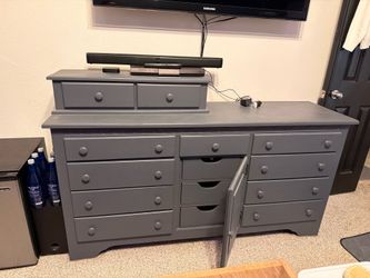 Vintage Kincaid Solid Wood Dresser, Chest, Storage, Shelves | Refinished Gray | American Made