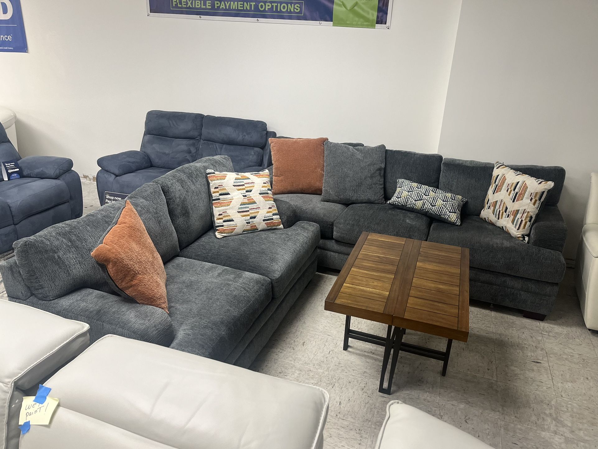 Fabric Sofa & Loveseat - Greenish Gray