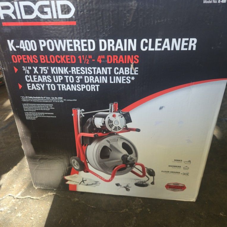 RIDGID K-400 Drain Cleaning Snake Auger Machine, C-31 IW 3/8 in. x 50 ft. Cable plus 4-P #287785