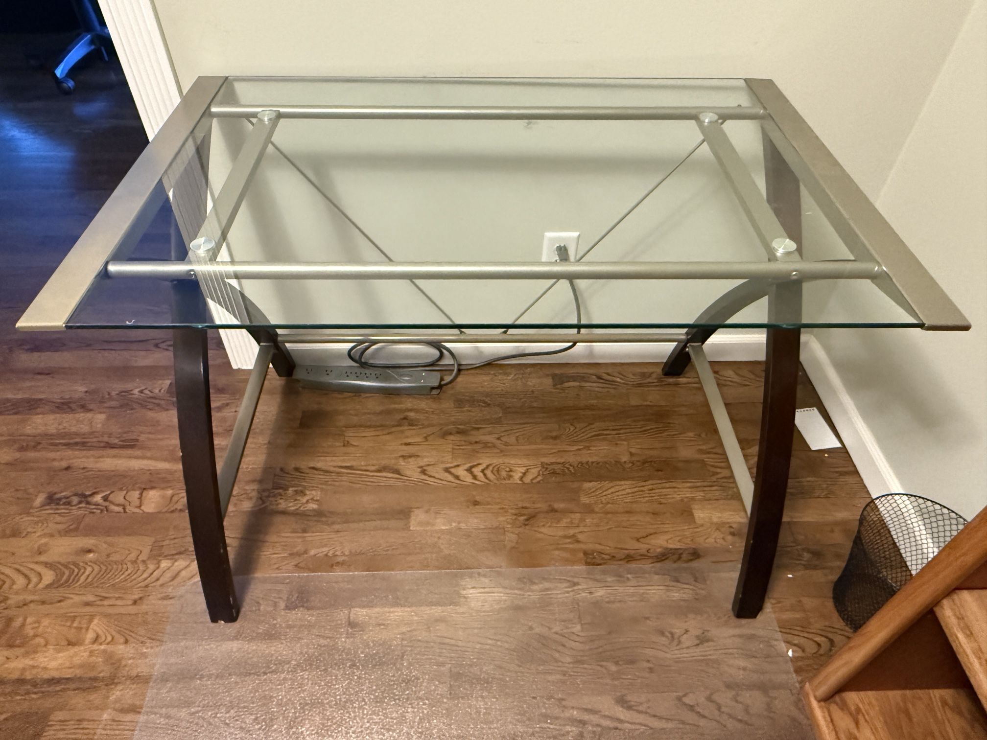 Modern Desk Glass Wood Metal