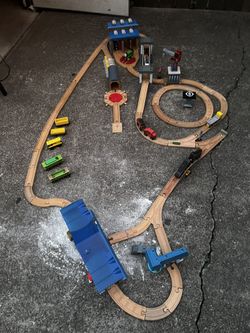 Wooden trains and tracks
