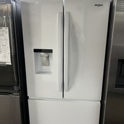 WHIRLPOOL GLOSS WHITE FRENCH STYLE REFRIGERATOR 