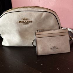 White Coach Crossbody With Matching Wallet 