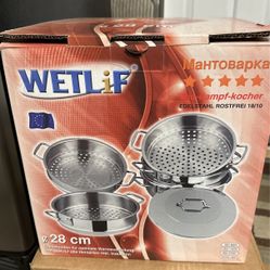 Dumpling Steamer Stainless Steel 6pc Oriental Uzbek Mantovarka (30 Cm)